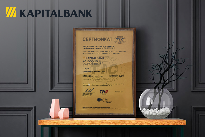 “Kapitalbank” JSCB has confirmed its compliance with the international standard ISO 9001: 2015