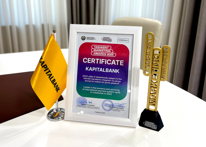 Kapitalbank xalqaro to‘lov tizimi kartalarini chiqarish va xizmat ko‘rsatish bo‘yicha yetakchi bo‘ldi